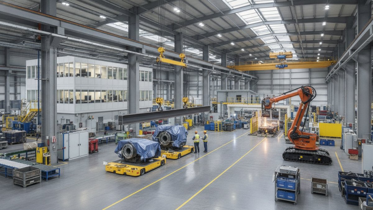Transport ciężkich ładunków wewnątrz hali produkcyjnej – jakie rozwiązania usprawniają logistykę zakładową?